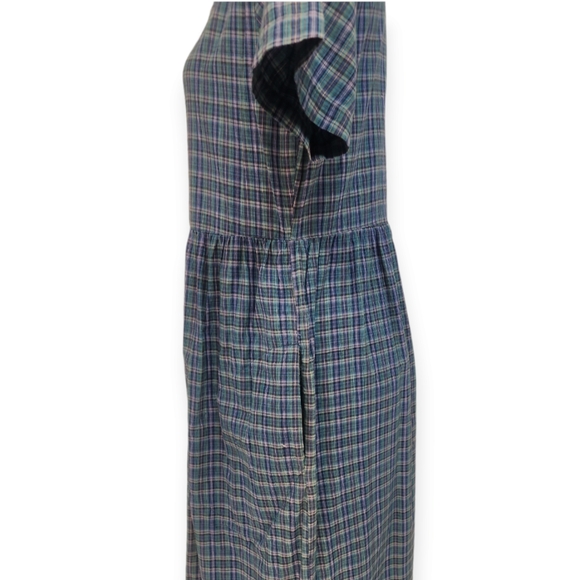 Vintage Modest Checkered Cotton Midi Dress - Picture 3 of 7